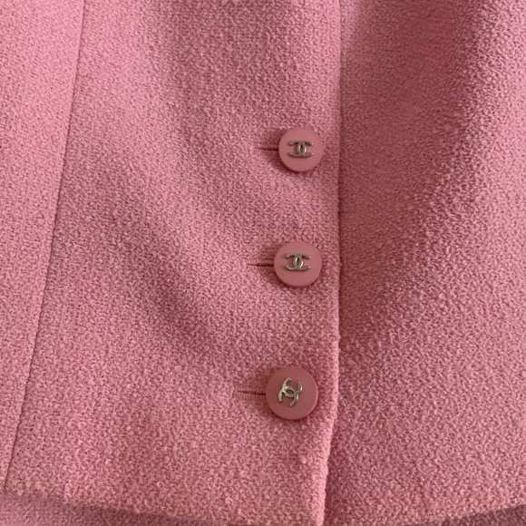 CHANEL VINTAGE TWEED PINK 1990S SUIT JACKET SKIRT SIZE 42 VERY PRELOVED - Picture 8 of 16